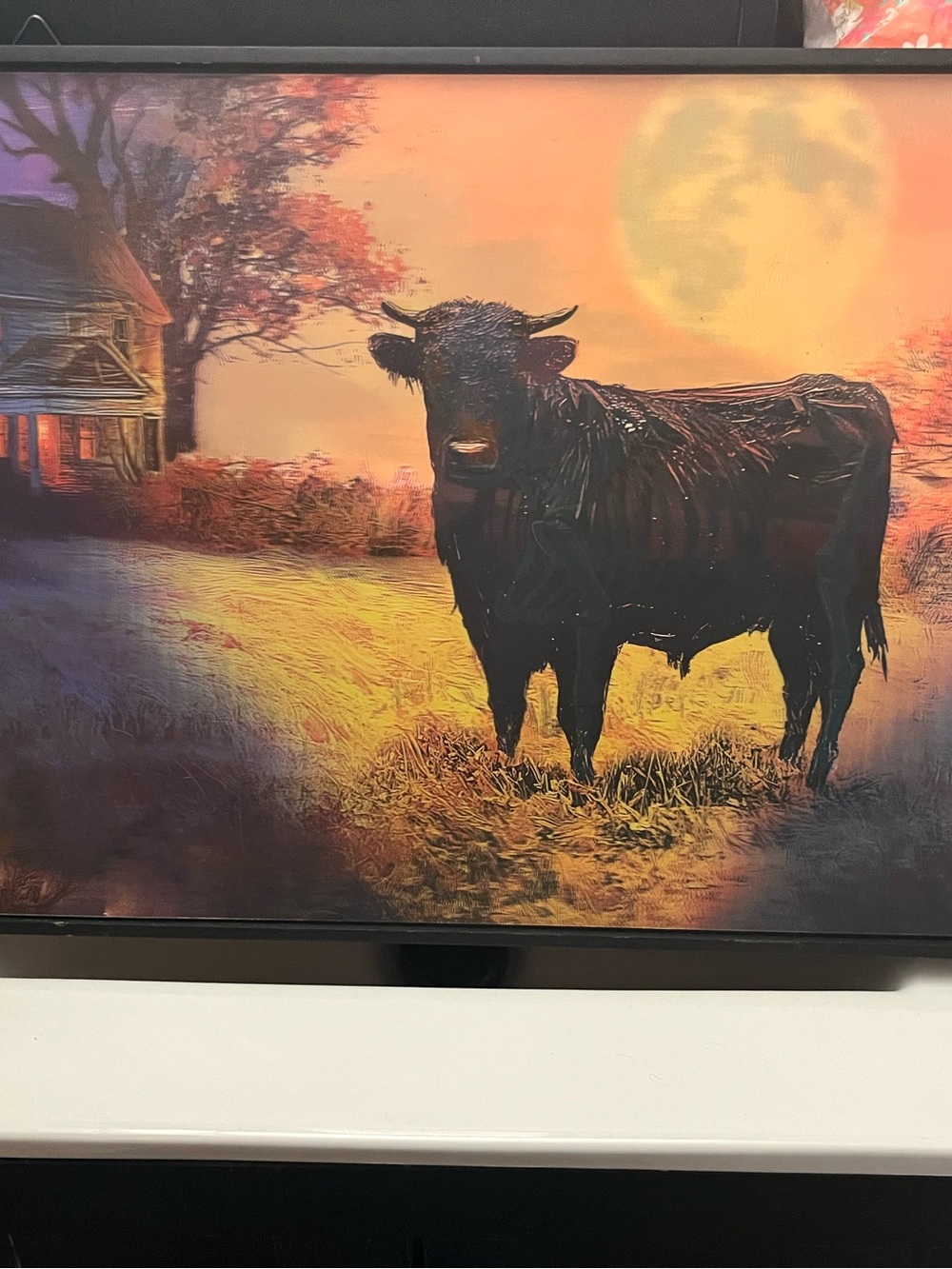 Rustic Black Cow Sunset Wall Art - Home Wall Decor